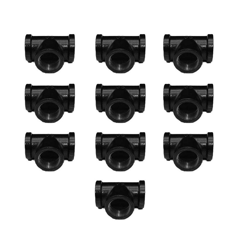 GeilSpace Tee, Malleable Iron Pipe Fittings - Vintage DIY Industrial Shelving, Industrial Decor, Furniture DIY (3/4", Black) - Image 1